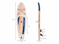 ECD Germany Tabla hinchable de paddle surf SUP Makani 320 x 80 x 15 cm de PVC color albaricoque con bomba de aire, bolsa de transporte y accesorios Naranja claro Online
