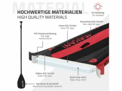 ECD Germany Deportes Náuticos|Tabla hinchable de paddle surf SUP Makani 320 x 80 x 15 cm de PVC -rojo hasta 120kg, bomba de aire, bolsa de transporte y accesorios