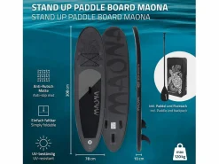 ECD Germany Deportes Náuticos|Tabla hinchable de paddle surf SUP Maona 308 x 78 x 10 cm de PVC hasta 120kg con bomba de aire, bolsa de transporte y accesorios