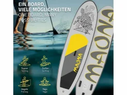 Tabla hinchable de paddle surf SUP Maona 308 x 78 x 10 cm de PVC hasta 120kg con bomba de aire, bolsa de transporte y accesorios^ECD Germany Online