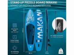 ECD Germany Tabla hinchable de paddle surf SUP Makani 320 x 80 x 15 cm de PVC hasta 120kg con bomba de aire, bolsa de transporte y accesorios Azul Sale