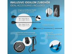 ECD Germany Tabla hinchable de paddle surf SUP Makani 320 x 80 x 15 cm de PVC hasta 120kg con bomba de aire, bolsa de transporte y accesorios Azul Sale
