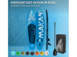 ECD Germany Tabla hinchable de paddle surf SUP Makani 320 x 80 x 15 cm de PVC hasta 120kg con bomba de aire, bolsa de transporte y accesorios Azul Sale