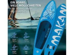 ECD Germany Tabla hinchable de paddle surf SUP Makani 320 x 80 x 15 cm de PVC hasta 120kg con bomba de aire, bolsa de transporte y accesorios Azul Sale