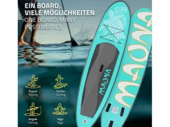 Tabla hinchable de paddle surf SUP Maona 308 x 78 x 10 cm de PVC turquesa hasta 120kg con bomba de aire, bolsa de transporte y accesorios^ECD Germany Sale