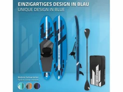 Tabla hinchable de paddle surf SUP 320x82x15 cm PVC hasta 120kg con asiento de kayak, bomba de aire, bolsa de transporte y accesorios^ECD Germany Clearance