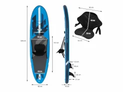 Tabla hinchable de paddle surf SUP 320x82x15 cm PVC hasta 120kg con asiento de kayak, bomba de aire, bolsa de transporte y accesorios^ECD Germany Clearance