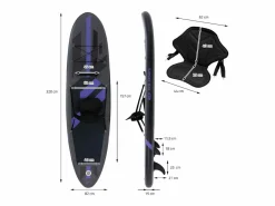 Tabla hinchable de paddle surf SUP 320x82x15cm PVC hasta 120kg con asiento de kayak, bomba de aire, bolsa de transporte y accesorios^ECD Germany Online