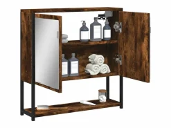 Garden Furniture Columna De Baño|Edmondo Armario con espejo baño madera roble ahumado 60x16x60 cm