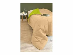 Les Tendances Edredón cálido de microfibra 400 gr/m2 CALGARY Anis + Nude 200x200cm Verde / Topo Discount