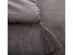 Atmosphera Edredón de terciopelo con borlas 80 x 180 cm Gris
