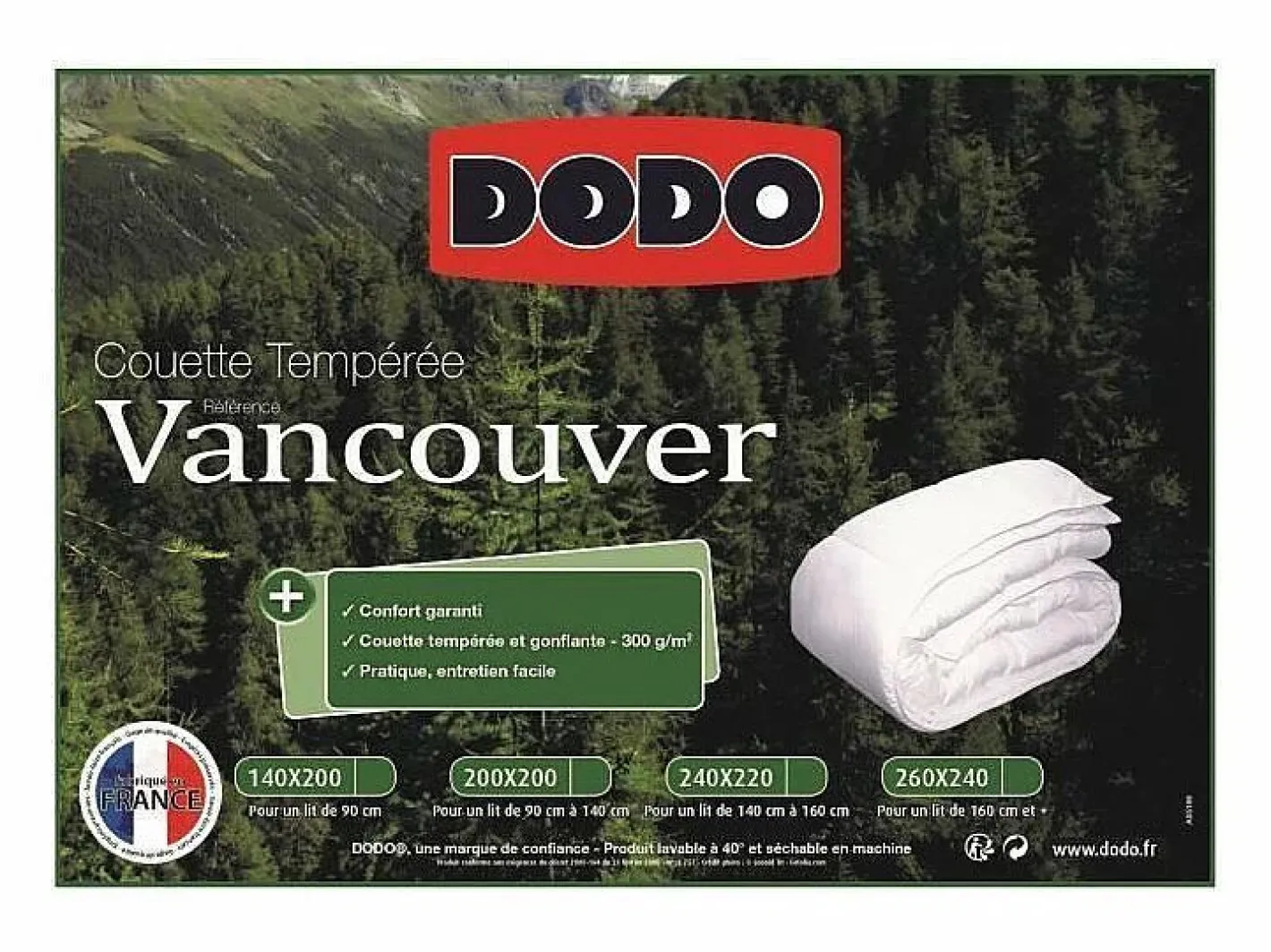 DODO Edredón templado Vancouver - 220 x 240 cm - Confort Acolchado - Fabricación Francesa Blanco Hot