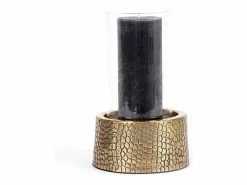 Bazar Bizar El Portavelas Croco Con Cristal - Latón - M Dorado Clearance