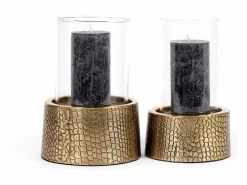 Bazar Bizar El Portavelas Croco Con Cristal - Latón - M Dorado Clearance
