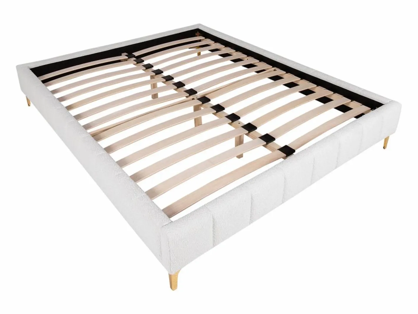 Elegante somier tapizado 160 x 200 cm tela de rizo y patas doradas - SHEN de YSMÉE^Ysmée Hot