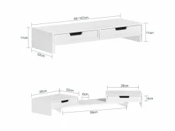 Elevador del Monitor Giratorio Ajuste de Ancho Soporte del Ordenador Portátil 60-107 x 22 x 11 cm BBF04-W ES^Sobuy Hot
