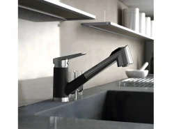 Essebagno Embla grifo mezclador para fregadero cromado con ducha extraíble Negro Best