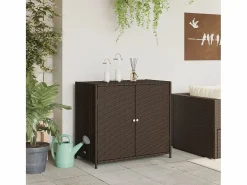 Garden Furniture Emma Louise Armario de almacenaje de jardín ratán PE marrón 83x45x76 cm Marru00f3n Sale
