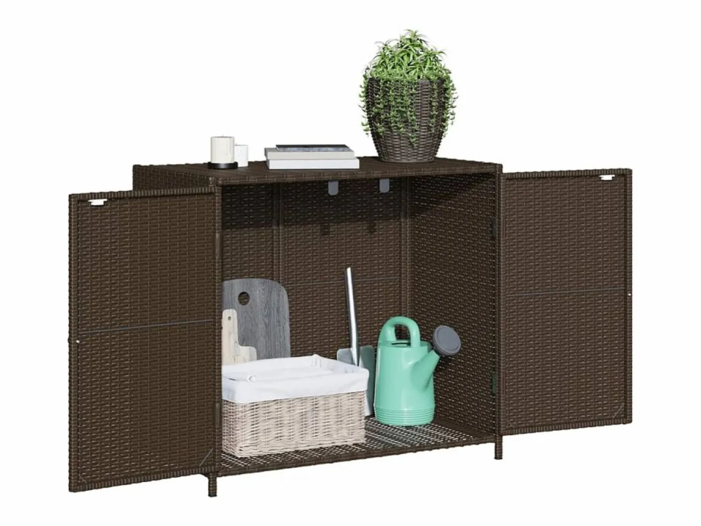 Garden Furniture Emma Louise Armario de almacenaje de jardín ratán PE marrón 83x45x76 cm Marru00f3n Sale