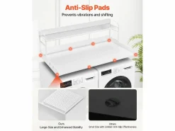 Encimera de Lavadora-Secadora SucceBuy, 137x69 CM con Estante de 2 Niveles con Almohadillas Antideslizantes y Funda de Protección para Ropa Resistente al Agua Blanco Sale