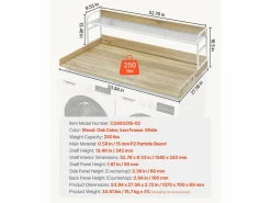 Mueble Para Lavadora|Encimera de Lavadora-Secadora SucceBuy con Estante 137x69 CM Cubierta de Lavadora-Secadora en Madera Roble