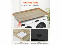 Encimera de Lavadora-Secadora SucceBuy de Madera 137x69 CM, de Madera, Resistente al Agua con Almohadillas Antideslizantes, para Organización de Lavado Marru00f3n Discount