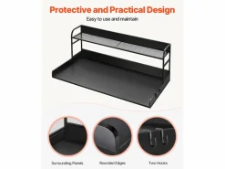 Encimera de Lavadora-Secadora SucceBuy 137x69 CM, Encimera de Lavado de Madera con Almohadillas Antideslizantes, Resistente al Agua para una Organización Negro Outlet