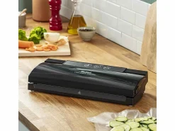 Tefal Pequeño Electrodoméstico|Envasadora al vacío Vacupack Classic VT254070 negra con 18 bolsas, funciones automáticas de vacío y sellado, 110W