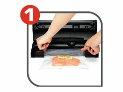 Tefal Pequeño Electrodoméstico|Envasadora al vacío Vacupack Classic VT254070 negra con 18 bolsas, funciones automáticas de vacío y sellado, 110W