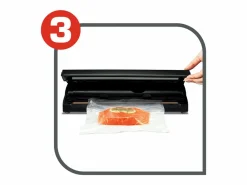 Tefal Pequeño Electrodoméstico|Envasadora al vacío Vacupack Classic VT254070 negra con 18 bolsas, funciones automáticas de vacío y sellado, 110W
