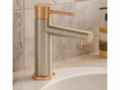 Essebagno Envol mezclador de lavabo bajo acero inoxidable y oro rosa Bronce Discount