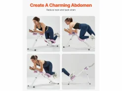 Equipo para Abdominales SucceBuy, Máquina de Entrenamiento AB, Capacidad de 150 kg Blanco Hot