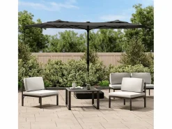 Eryx Sombrilla doble de jardín gris antracita 316x145 cm^Garden Furniture Hot