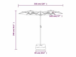 Eryx Sombrilla doble de jardín gris antracita 316x145 cm^Garden Furniture Hot