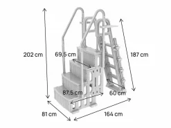 Habitat et jardin Escalera doble de piscina "Mario" con sistema de seguridad para niños Blanco Discount