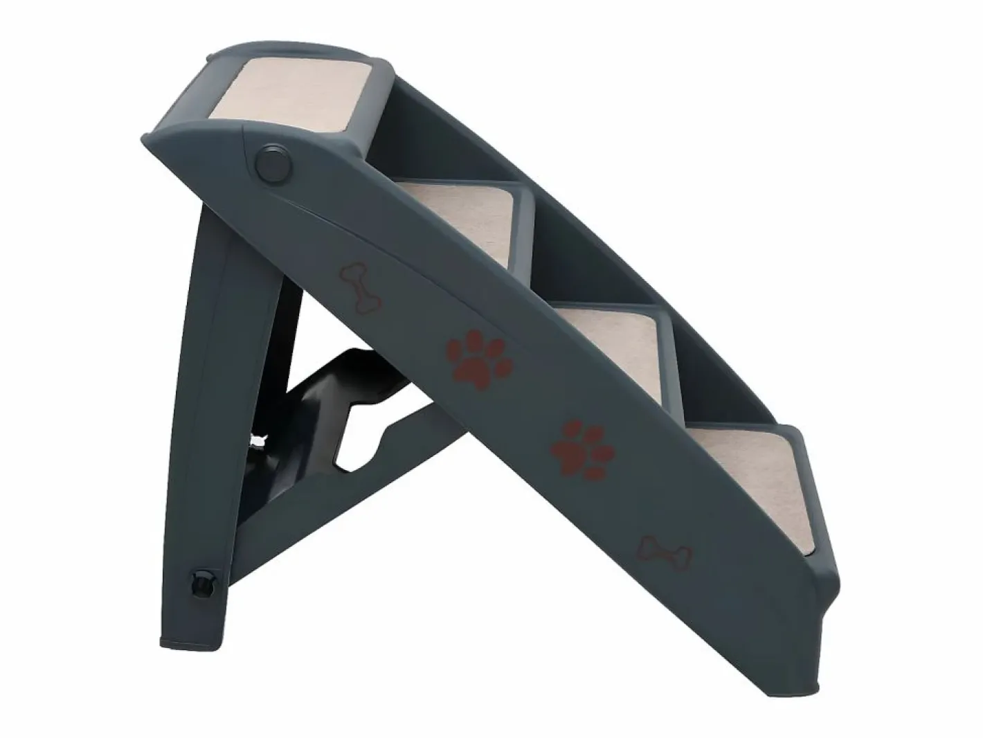 Escalera para perros plegable de 4 peldaños oscuro ES413217 Gris New