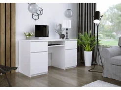 Escritorio 2 cajones, 2 puertas, 5 estantes, , 135 x 77 x 50 cm Blanco Discount