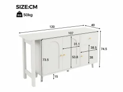ModernLuxe Escritorio 2 en 1 120×40×74,5 cm - Giratorio 360° - 3 puertas y 1 cajón - Certificado FSC - Blanco