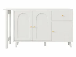 ModernLuxe Escritorio 2 en 1 120×40×74,5 cm - Giratorio 360° - 3 puertas y 1 cajón - Certificado FSC - Blanco