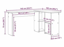 Clicnbuy Escritorio 142 x 102 x 73 cm Madera contrachapada Blanco Hot