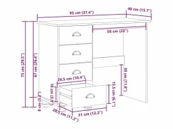 vidaxl Escritorio Secreter|Escritorio ASKIM Marrón 95 x 40 x 75 cm Madera de pino macizo