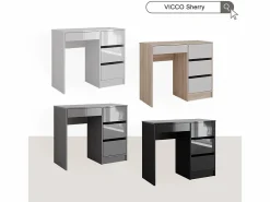 Vicco Escritorio alto brillo 90x40x75 sherry Blanco New
