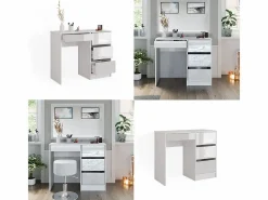 Vicco Escritorio alto brillo 90x40x75 sherry Blanco New