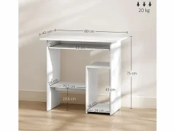 Mesa Gaming|Escritorio compacto con estante para teclado y almacenaje abierto, panel de melamina, , resistente y funcional (80x45x75cm)
