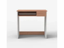 Escritorio compacto de 80 cm para despacho y teletrabajo color blanco y madera Madrid Multicolor Online