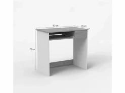 Escritorio compacto de 80 cm para despacho y teletrabajo color blanco y madera Madrid Multicolor Online