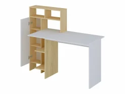 Escritorio con 1 armario y 4 estantes blanco y natural - MONTOLANIA^Vente-unique Sale