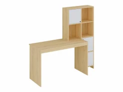 Escritorio con 3 armarios y 3 estantes color natural y blanco - ALIOBINI^Vente-unique Outlet