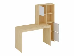 Escritorio con 3 armarios y 3 estantes color natural y blanco - ALIOBINI^Vente-unique Outlet