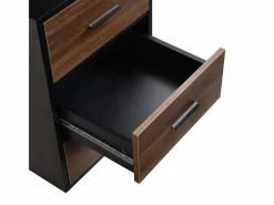 DripeX Mesa De Ordenador|Escritorio con 3 cajones de almacenamiento - tablero de madera - MDF y Metal - Marrón + Negro - 138,5x58x75cm